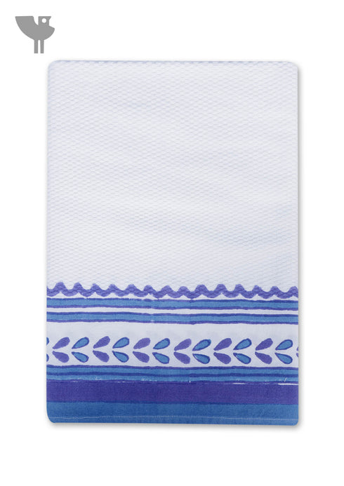 Handloom Cotton Bath Towel With Block Print Border